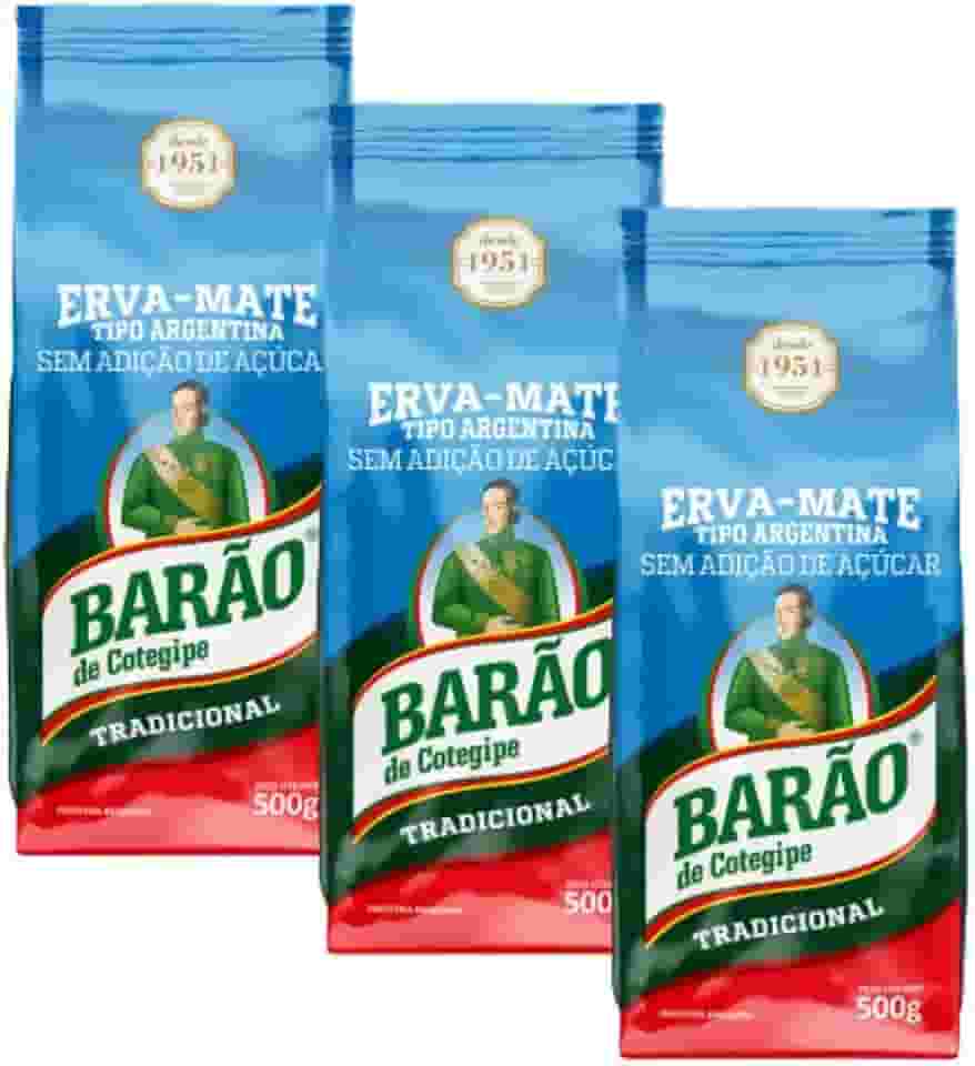Kit Com 3 Erva Mate Tipo Argentina Export Chimarrão Barão de Cotegipe 1,5 kg