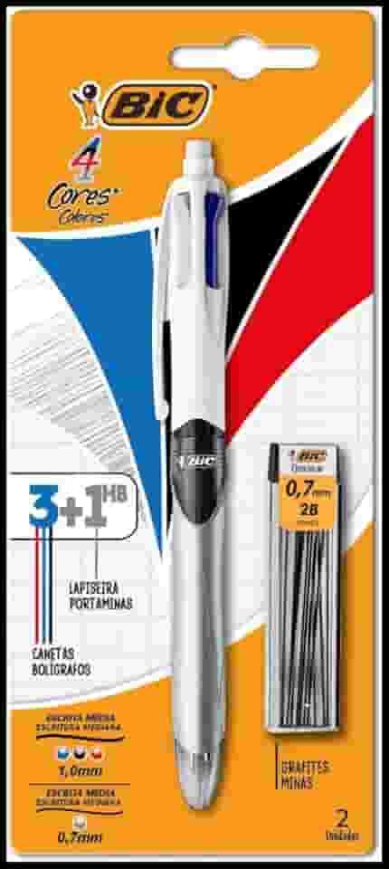 Caneta Esferógráfica Bic 4 Cores + Lap+ Graf 0.7 MM
