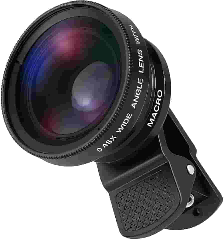 Lente Clip Universal 2 em 1 Wide + Macro HD para Celular – Super Ângulo e Detalhes Incríveis, Compatível com iPhone e Android