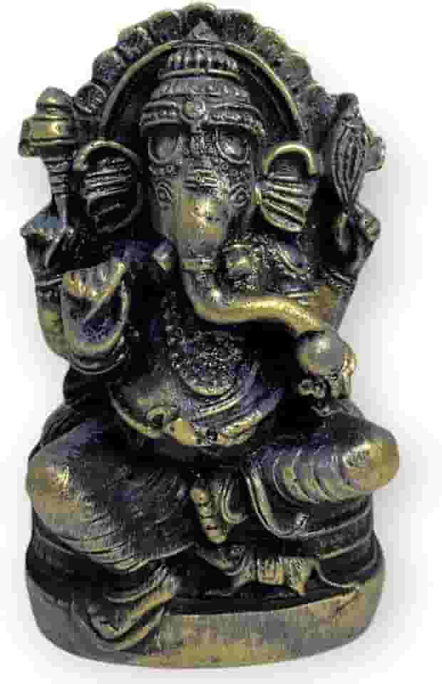 Escultura Ganesha Trono Preto 9 cm em Resina