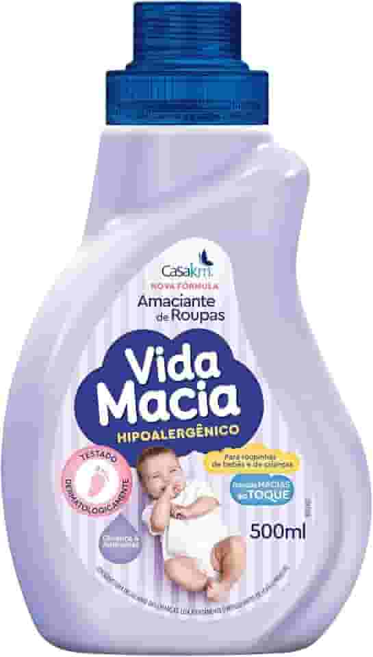 Amaciante de Roupa Infantil Bebê Vida Macia Casa Km (500 Ml, Glicerina & Amêndoas)