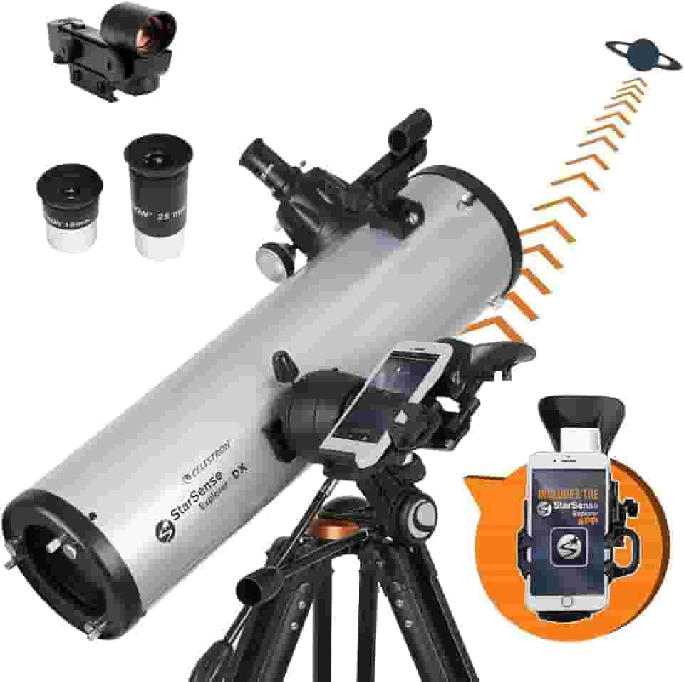 CELESTRON Telescópio StarSense Explorer DX 130AZ para smartphone habilitado para aplicativo – Funciona com o aplicativo StarSense para ajudá-lo a encontrar estrelas, planetas e mais – Refletor