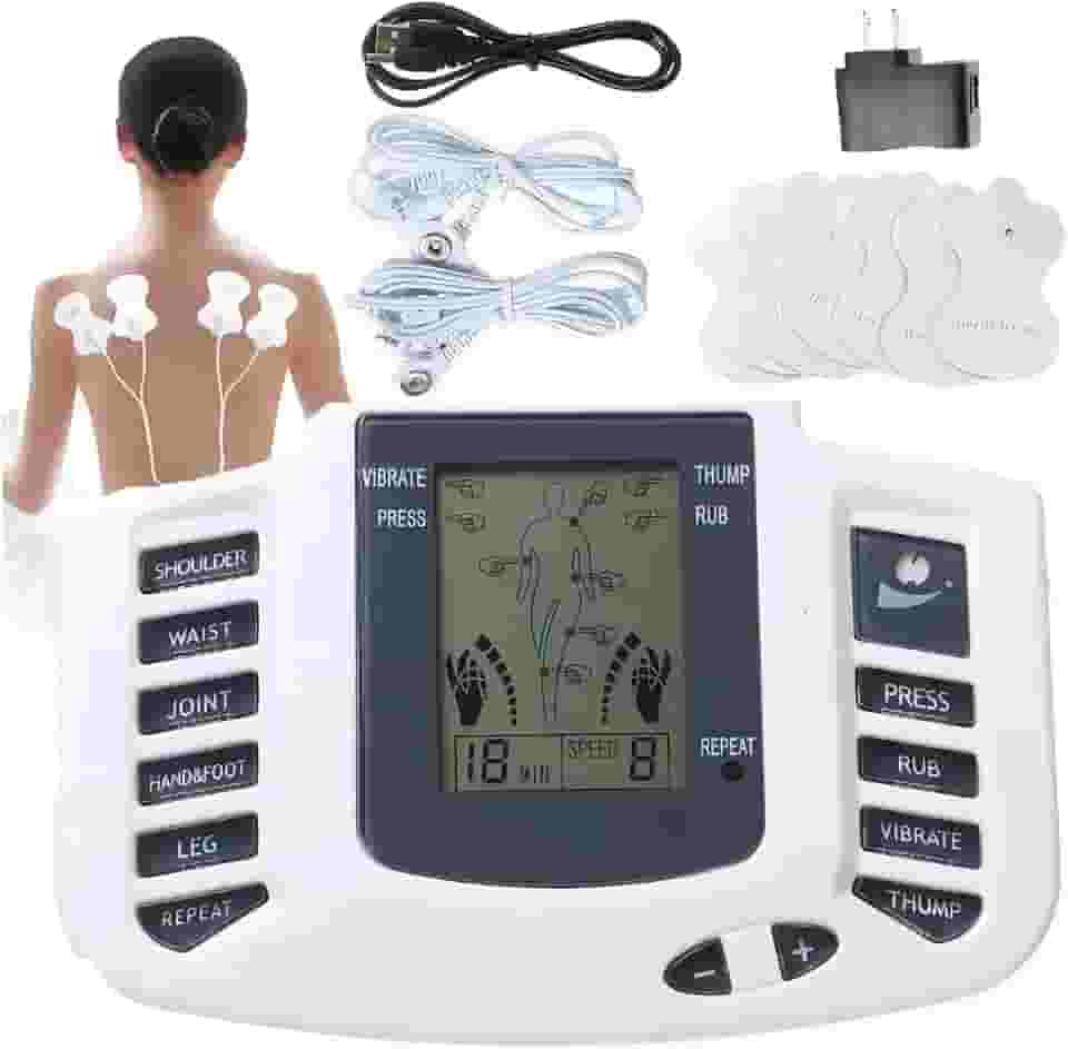 Aparelho Massageador Eletroestimulador Digital Portátil – Fisioterapia Com Eletrodos, Alívio De Dores, 8 Modos + 10 Intensidades