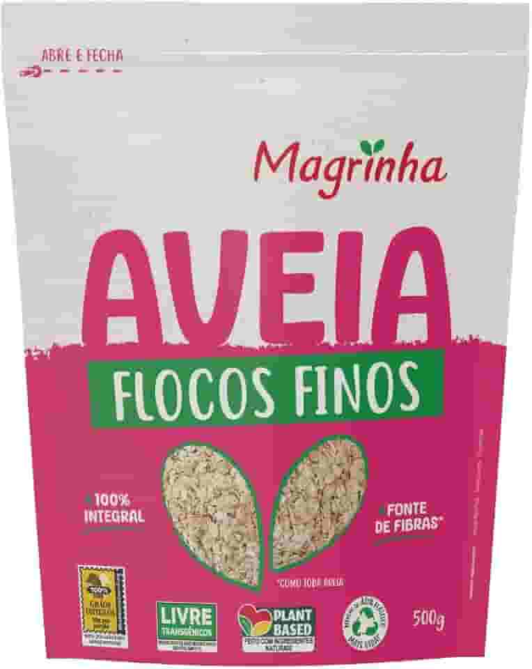 Aveia Da Magrinha 500g – Flocos Finos, Integral, Fonte de Fibras, Sem Lupas de Alto Teor, Ideal para Mingaus, Receitas e Café da Manhã Saudável
