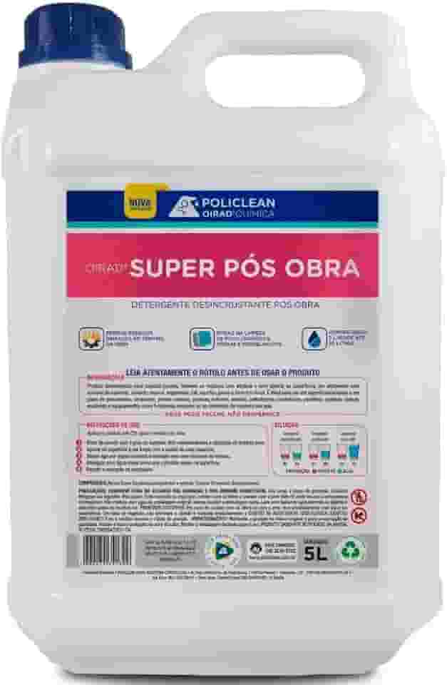 Limpador Super Pós Obra 5L Pisos Porcelanatos, Cerâmicos, Pedras, Removedor De Tintas