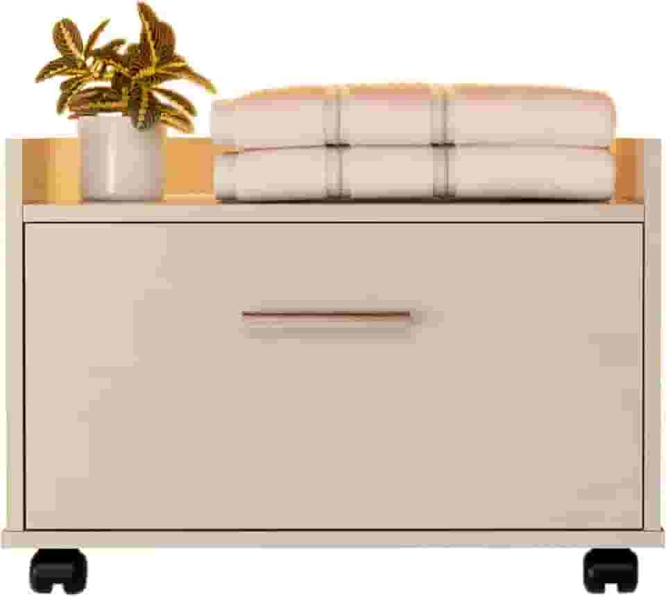 Gabinete Armário Para Banheiro Com Gaveta E Rodinhas (Off White)