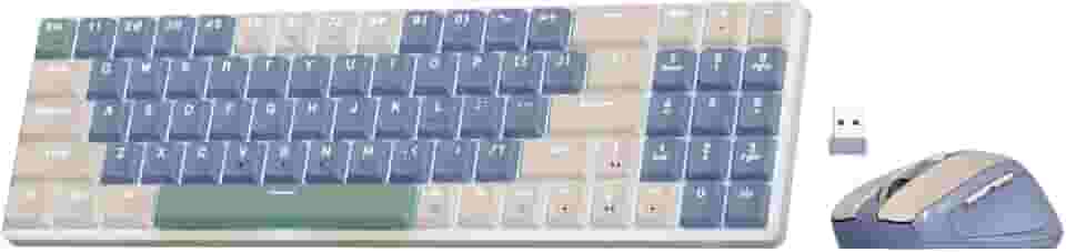 Kit Mouse e teclado mecânico sem fio Redragon BS-8772 CB Creme e Azul