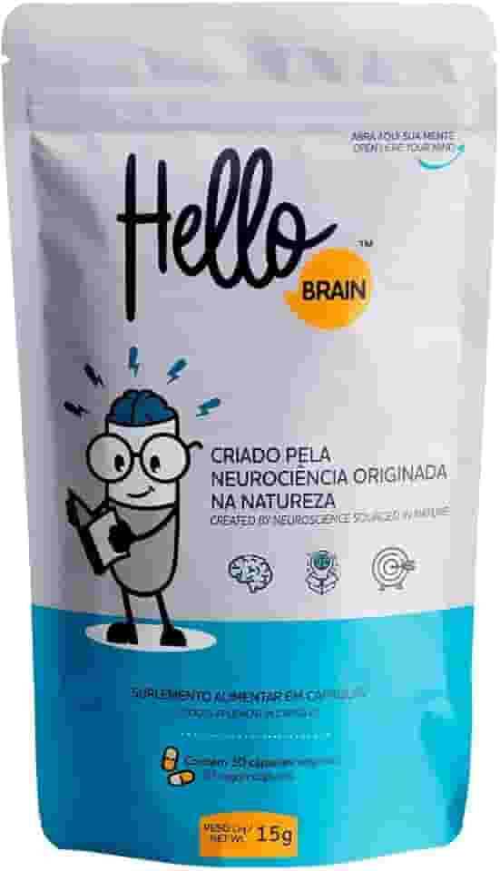 Hellobrain Suplemento de Saúde Cerebral, Nootropic, Foco e Concentração, Performance Cognitiva, Vegano e Sem Glúten, 30 Cápsulas (15 doses)