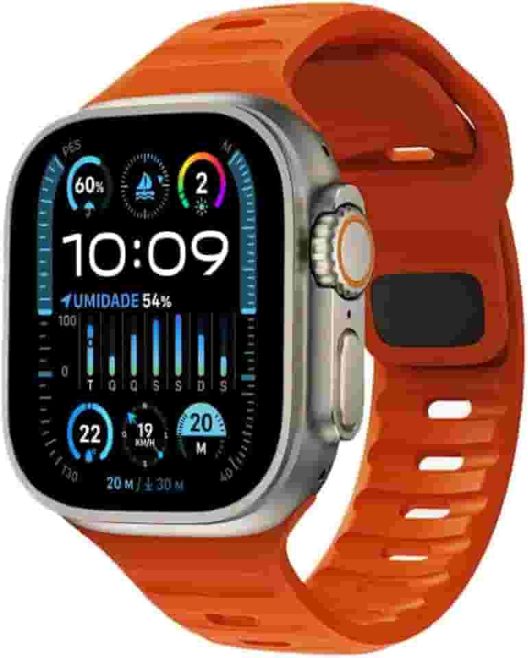 Pulseira de Silicone Mariner Para Apple Watch 42mm 44mm 45mm Ultra 1 e 2 de 49mm