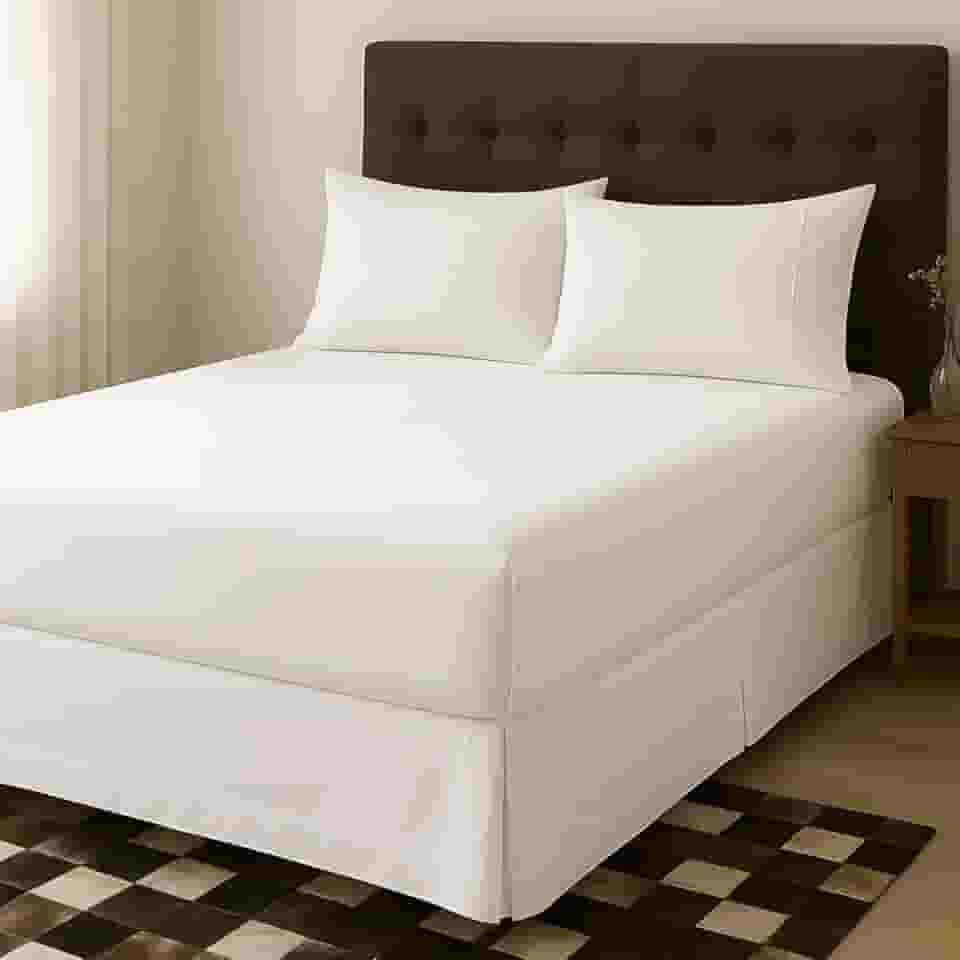 Saia para Cama Box Queen Size, Percal 180 Fios, Branca, 1,98m x 1,58m x 0,35m (BRANCO)