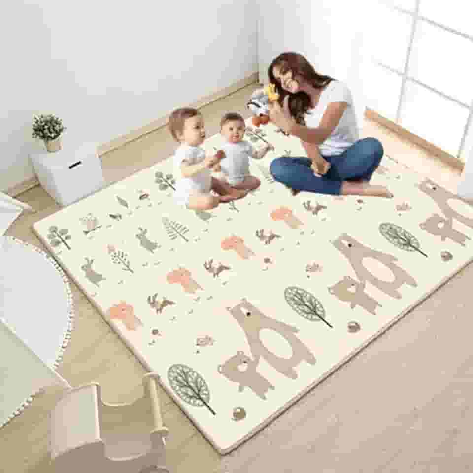 Tapete Térmico Infantil Atividades Dupla Face Dobrável 150x200cm Original Baby Toys® (Urso 0,6cm)