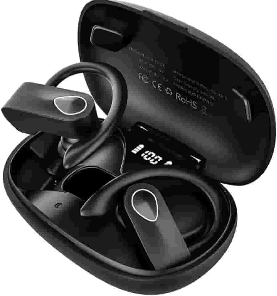 Fone de Ouvido Esportivo Sem Fio Bluetooth 5.3 Estéreo IPX5 à Prova D’Água – 45h de Bateria, Microfone Embutido, Design Ergonômico para Corrida, Academia, Jogos, iPhone e Android [VALUANCE]