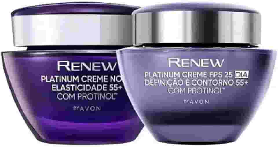 Combo Renew Platinum 55+ Creme Anti-idade Dia e Noite 50g
