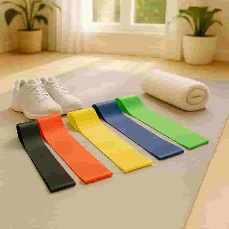 Super Kit 5 Faixas Elásticas Premium, Mini Band Para Exercício Funcional, Pilates, Fisioterapia, Yoga, Fortalecimento Muscular, Marca VARENZIA