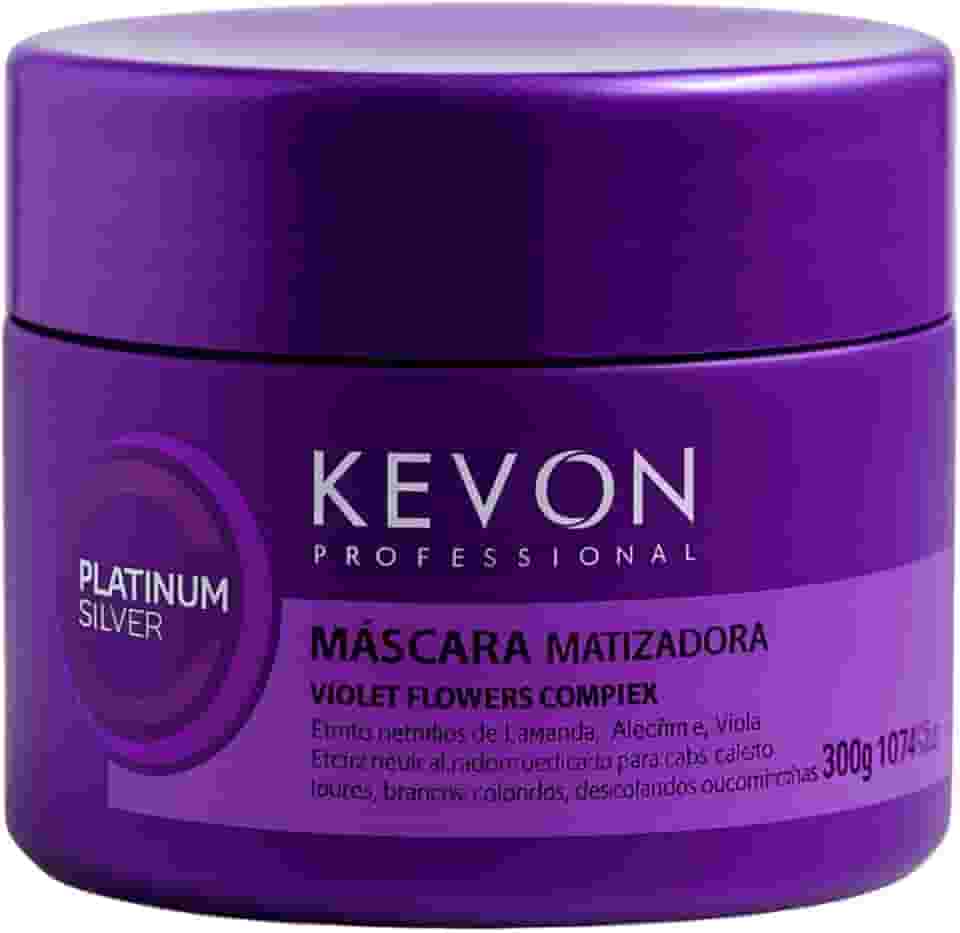 Máscara Matizadora Platinum Silver Kevon – Matização Intensa, Antiamarelado, Hidratação Profunda para Cabelos Loiros, Grisalhos e Descoloridos – 300g