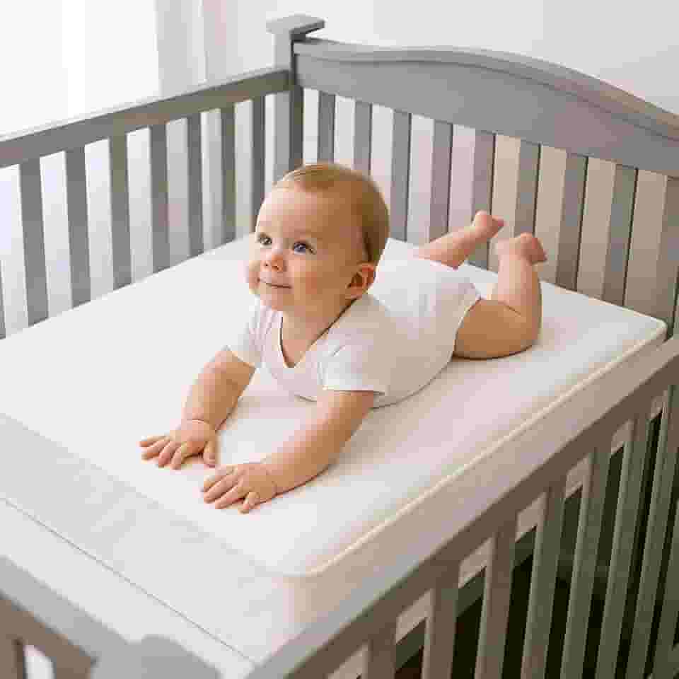 Colchão Berço Chiqueirinho 100cm x 70cm x 10cm com Um lado Impermeável Proteção Anti-ácaros, Densidade Alta