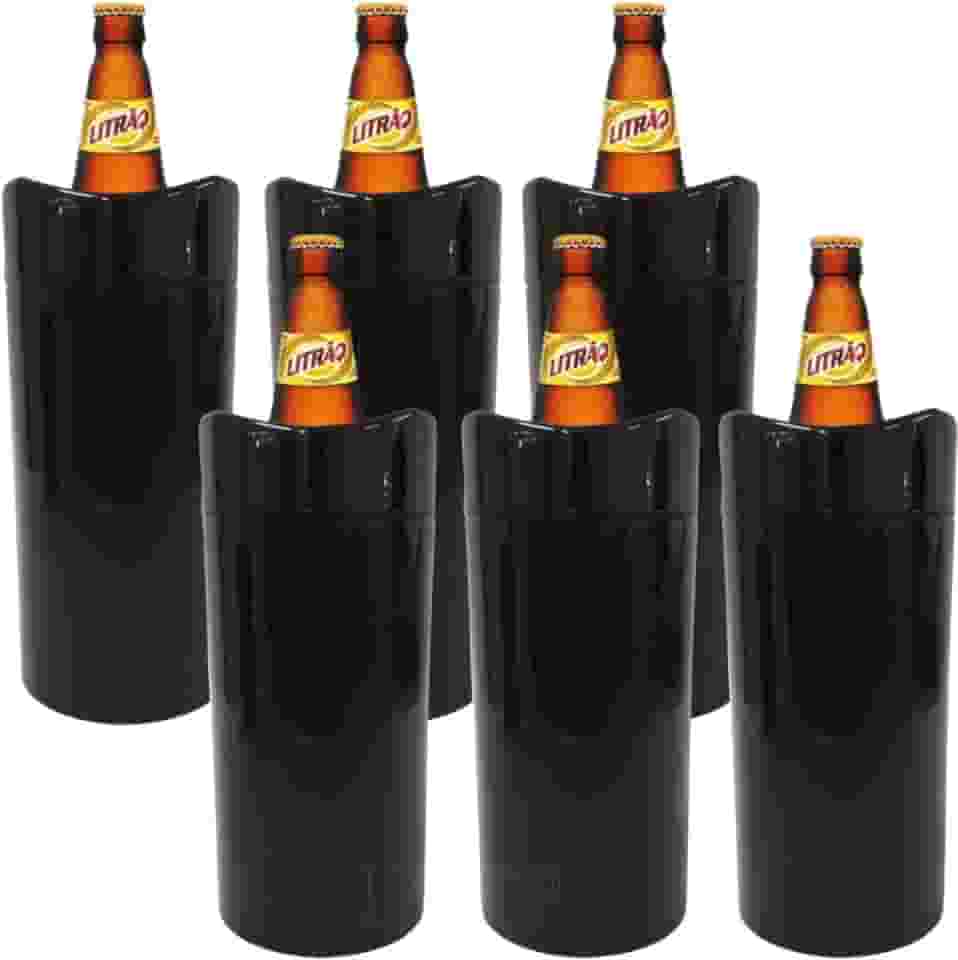 Porta Garrafas Térmico Litrao Camisinha Para Cerveja Bar Restaurante Isopor Para Cerveja Bar Restaurante (Preto, Kit 6 Unidades)