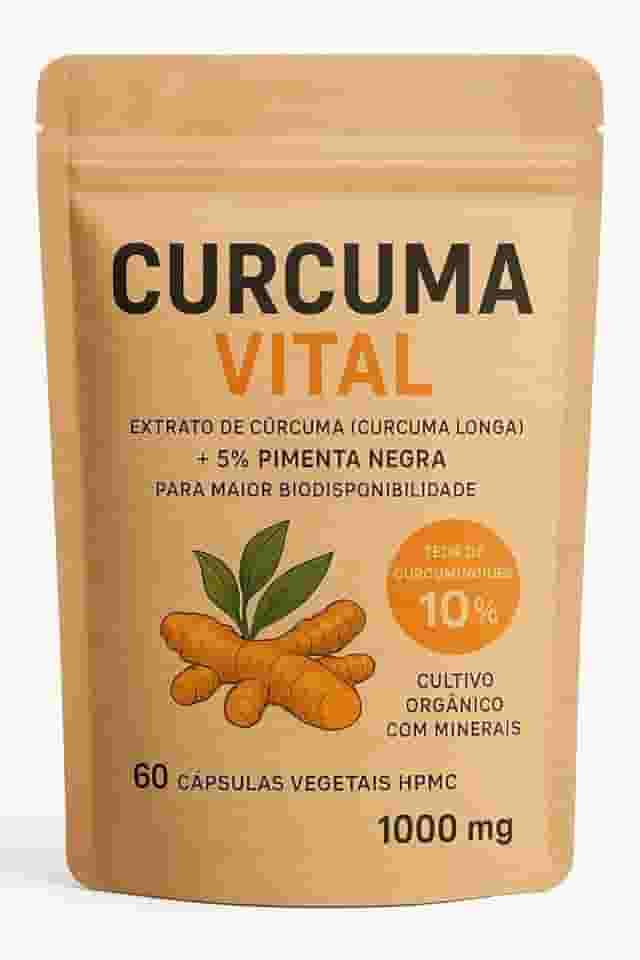 Curcuma Vital, Suplemento Natural com Açafrão-da-Terra e Pimenta Negra, 60 Cápsulas