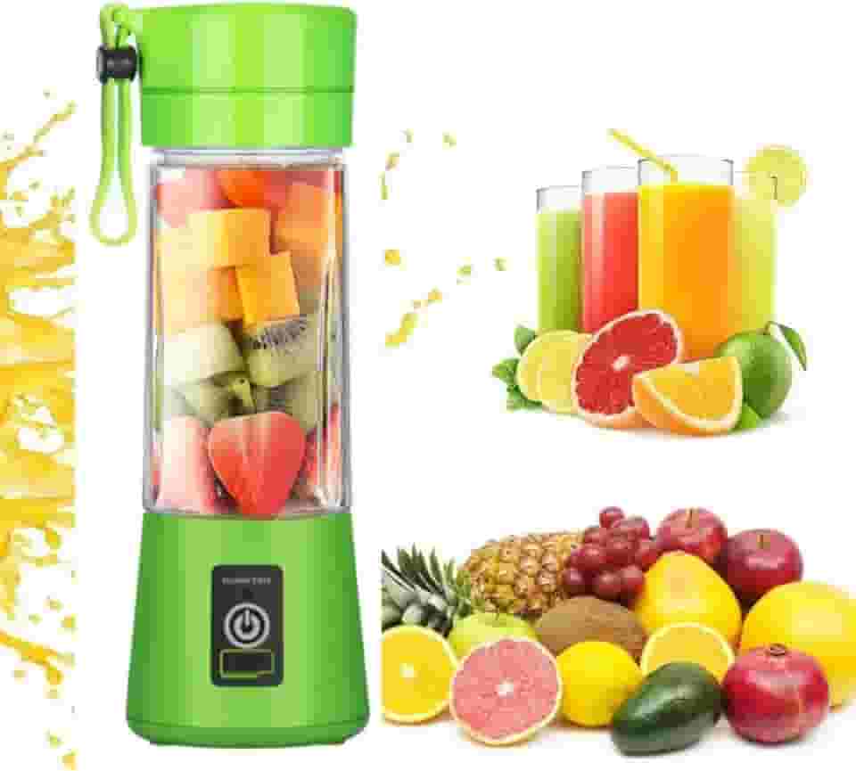 Mini Liquidificador Portatil para Shake Suco com Cabo USB Recarregável Mixer 6 Lâminas Copo 380 ml Academia Whey Vitamina Juice Cup TAMO (VERDE)