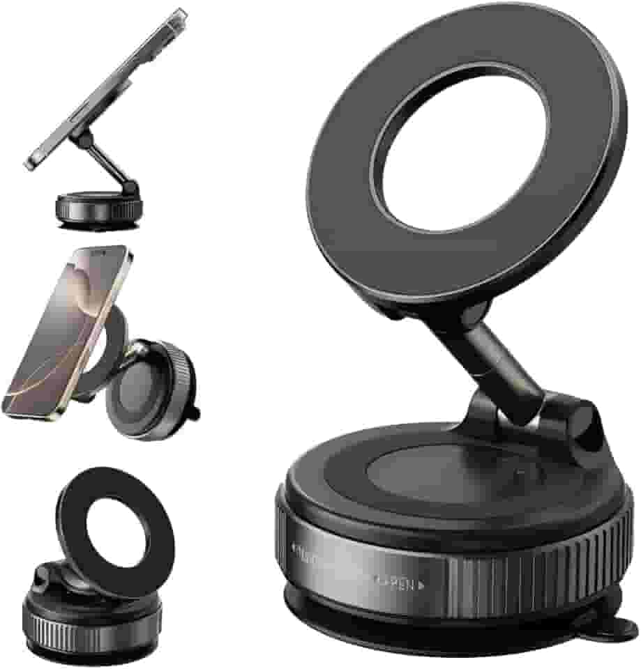 Suporte para Celular Magnético Moto Carro Academia Dobrável com Sucção a Vácuo Portátil Rotação 360º Fixação em Espelho Painel de Carro Ideal para Vídeos GPS Lives Gravações