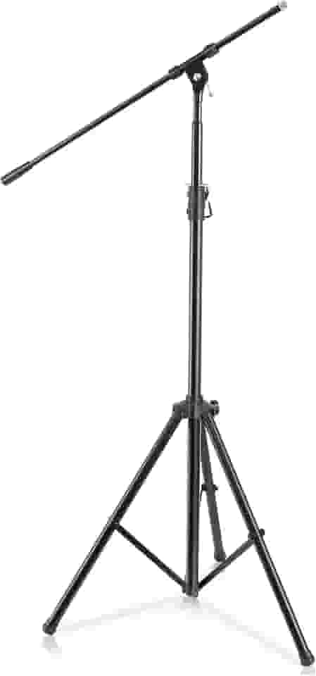 Pedestal Microfone Pyle Tripé Girafa Profissional, Altura Ajustável até 200cm, Braço Telescópico 75cm, Base Estável para Estúdio e Palco, Aço, PMKS56