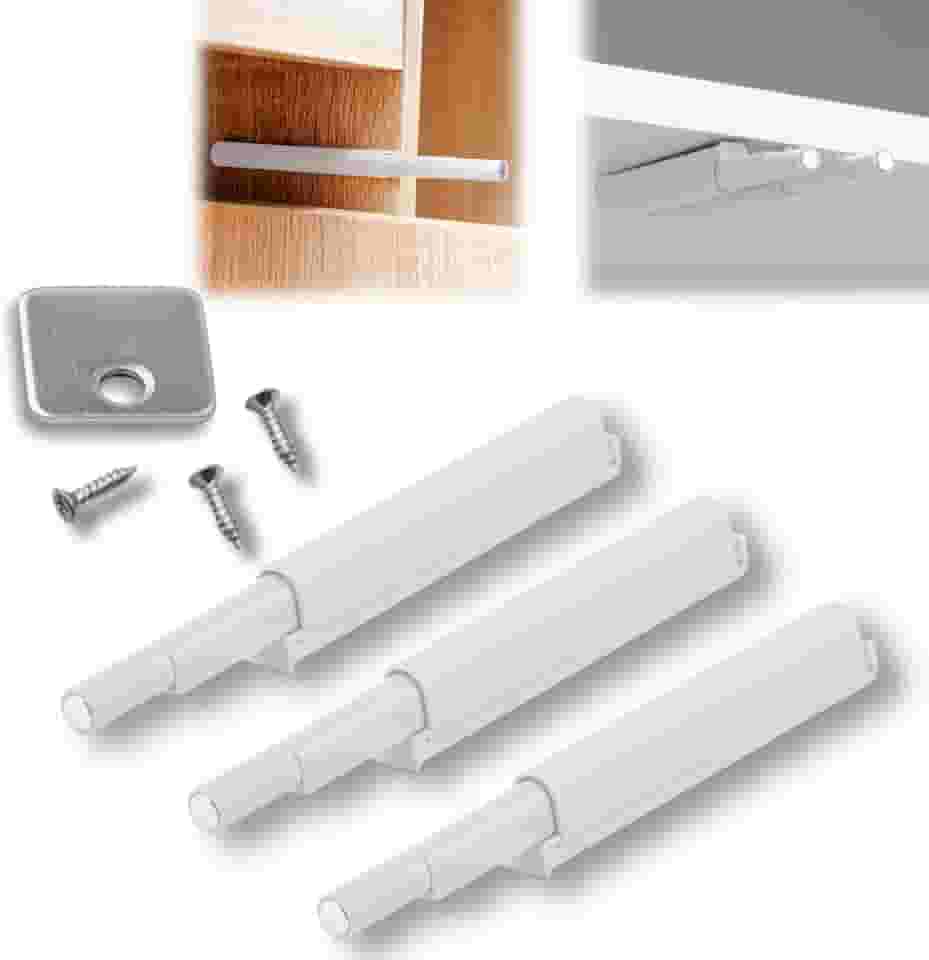 Kit 3 Fecho Pulsador Magnético Branco Toque Sobrepor Tip-on Push Open Porta Armário Gaveta Feicho toc Sistema Click touch on