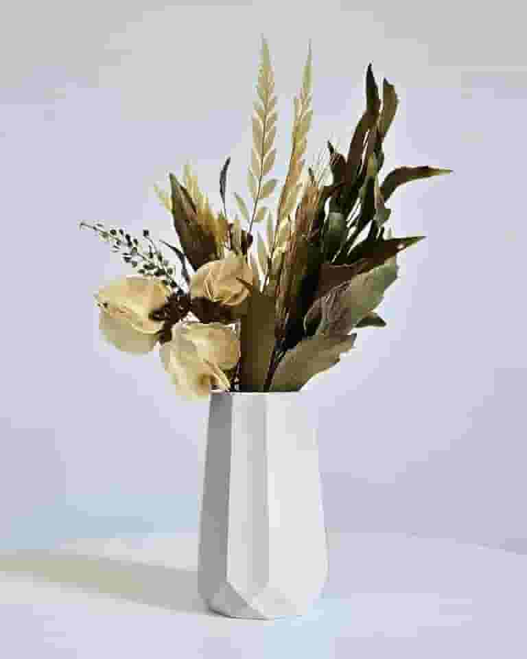 Arranjo De Flores Secas Decorativo Vaso Garrafa Losangos