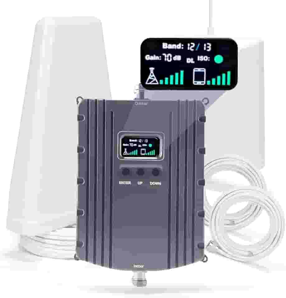 Amplificador de celular para casa e escritório, até 5.500 pés quadrados, amplificador de sinal de celular para banda 2/25/4/66/5/12/17/13 com todas as operadoras dos EUA, aumenta 5G 4G LTE