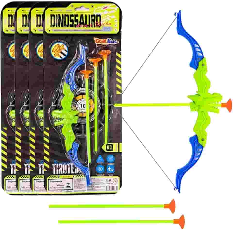 Kit 4 Super Arco Flecha Infantil 35cm 12 Dardos Grudam na Parede