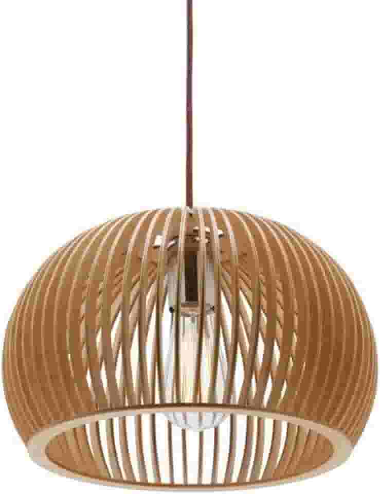 Lustre Luminária Teto Grande Pendente Bola De Madeira Decoração Sala De Jantar Cozinha Quarto