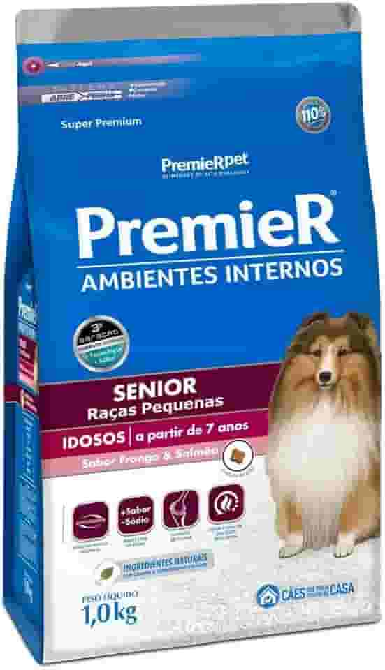Ração Premier Senior Ambientes Internos para Cães Adultos 7+ Sabor Frango e Salmão, 1kg Premier Pet Raça Idosos,