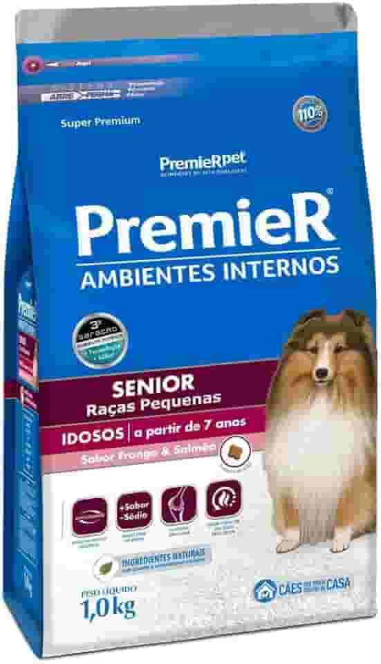 Ração Premier Senior Ambientes Internos para Cães Adultos 7+ Sabor Frango e Salmão, 1kg Premier Pet Raça Idosos,