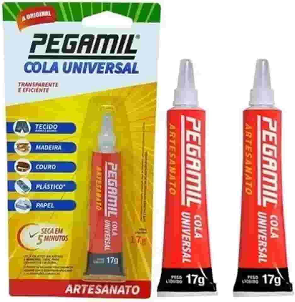 KIT 2 PEGAMIL 17G COLA UNIVERSAL ARTESANATO Feltro EVA Tecido Papel Madeira Couro Plastico