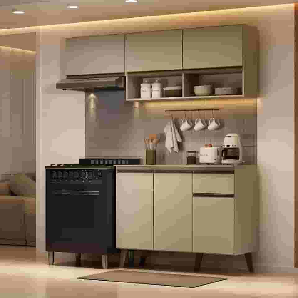 Armário de Cozinha Compacta Atlanta Petit Carraro (Amêndoa)