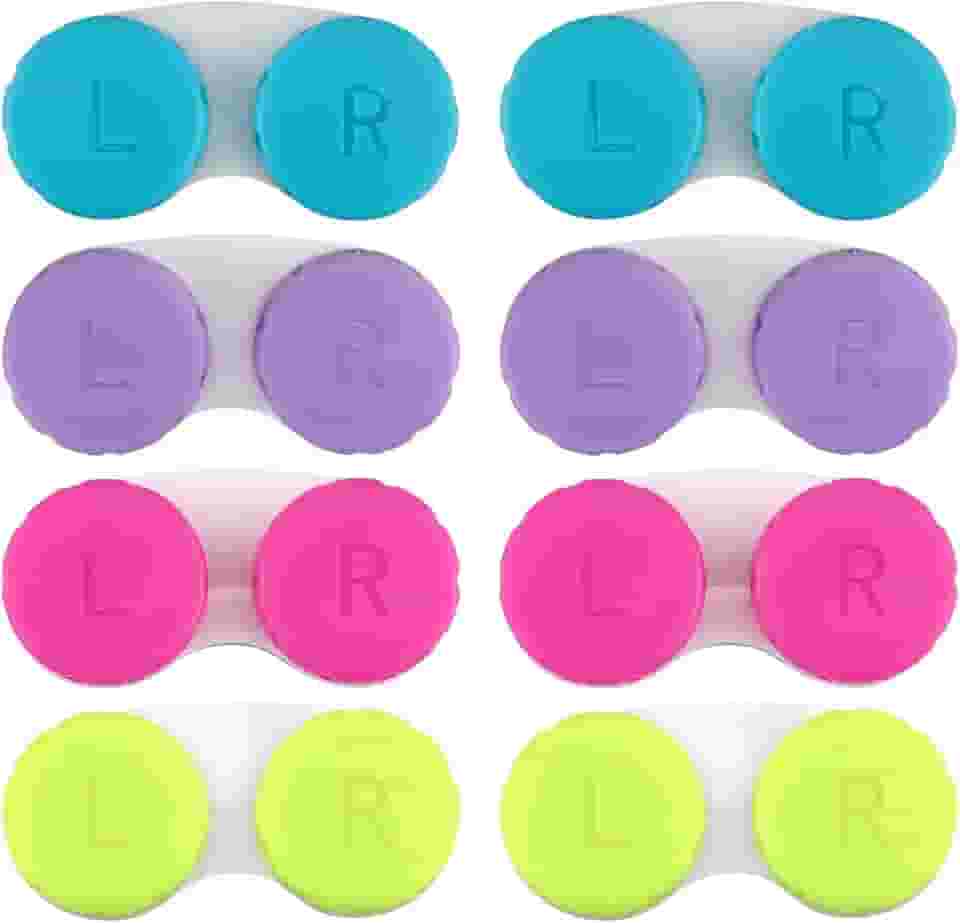Conjunto de 8 capas coloridas para lentes de contato, porta-contatos, armazenamento de imersão