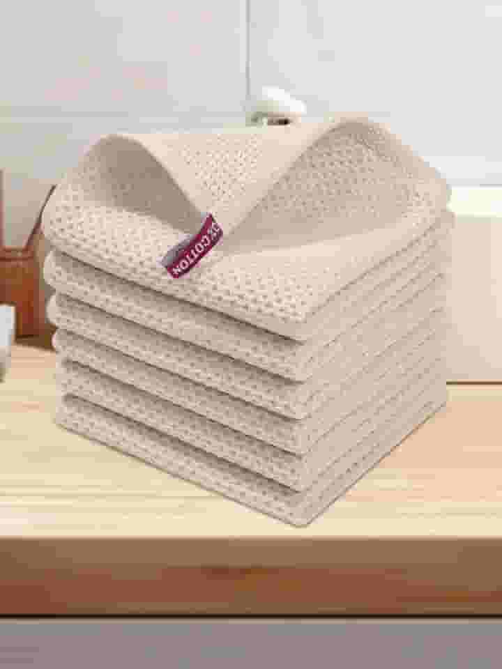 Panos de prato de cozinha 100% algodão, tecido waffle, pacote com 6, panos de prato ultra macios e absorventes de secagem rápida, 30 x 30 cm, panos de prato para secar pratos e uso diário na cozinha