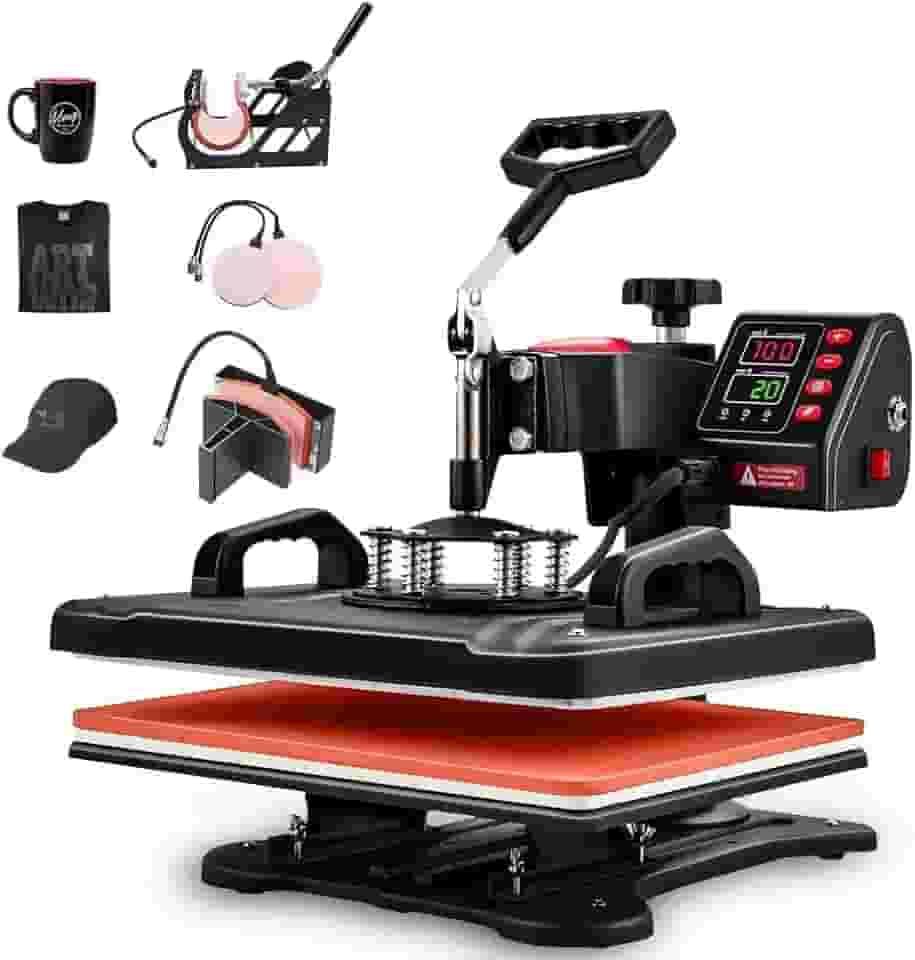 110V, 5 em 1 Prensa Termica, Maquina de Estampar Camisetas, Prensa Termica Sublimação, Sublimação, Máquinas de Prensa Térmica Transferência de Calor por para Camisetas Chapéu