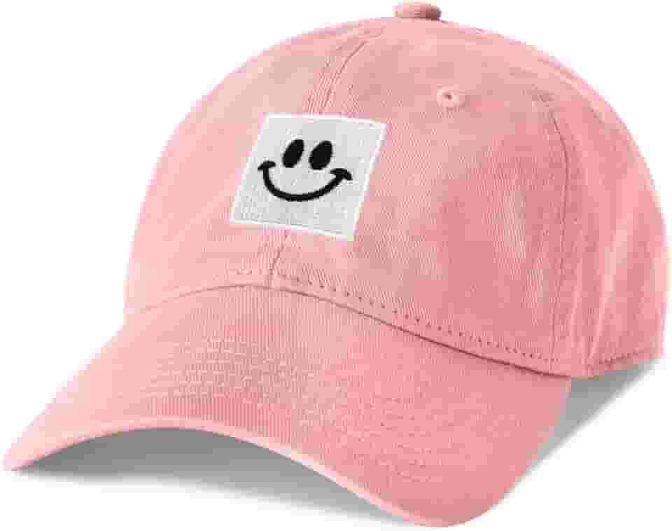 IYEBRAO Boné de beisebol com rosto sorridente para mulheres e homens, moderno, ajustável, não estruturado, algodão lavado