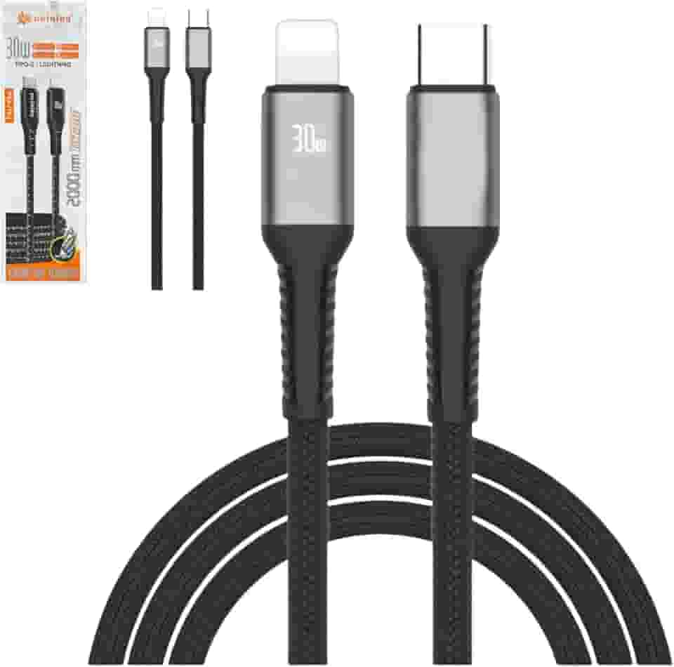 Cabo Tipo-C Para Lightning Carregador Turbo 30w De 2 Metros Para iPhone, iPad, iPod Lightning para USB-C iPhone 8 Ao 14.