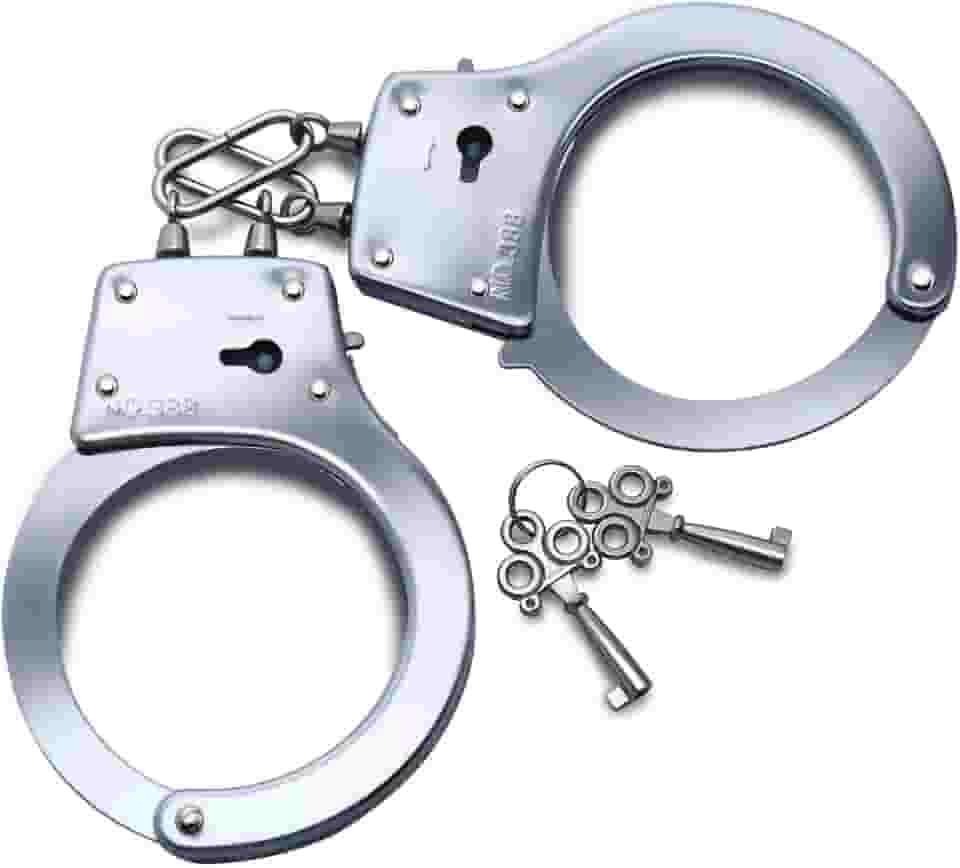 Algemas Metal Festas Fantasias Policial Carnaval, com Chaves, Acessórios de Fantasia Policial para Adultos (Prata)