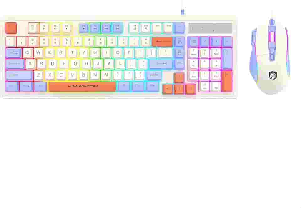 Kit Teclado e Mouse com Fio Teclado Gamer Mouse Ergonomico com RGB Iluminado para Jogos Escritório Compatível com Windows Mac OS (AZUL)