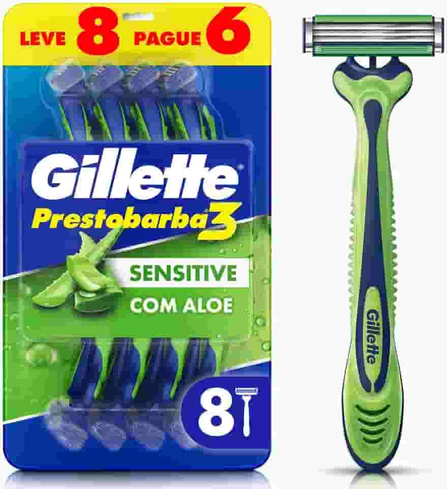 Aparelho de Barbear Descartável Gillette Prestobarba3 Sensitive Leve 8 Pague 6