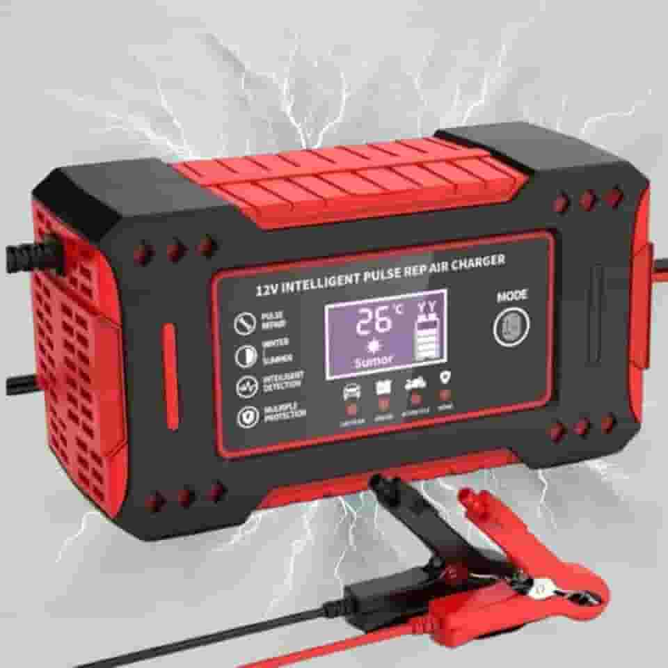 Carregador de Bateria 12v Inteligente com Display informativo Para Carro, Moto, Caminhao – Bivolt com Proteção Contra Super Aquecimento, Sobrecarga Curto Cirquito - Linha Premium