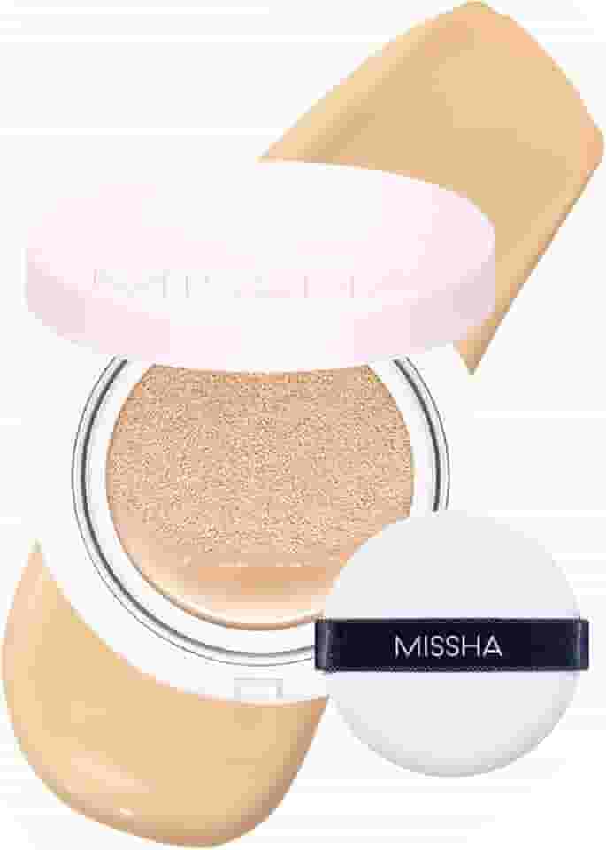 MISSHA Base Magic Cushion No.23 Natural Bege para luz com tom de pele neutro - Cobertura impecável, acabamento orvalhado, fácil aplicação para todos os tipos de pele