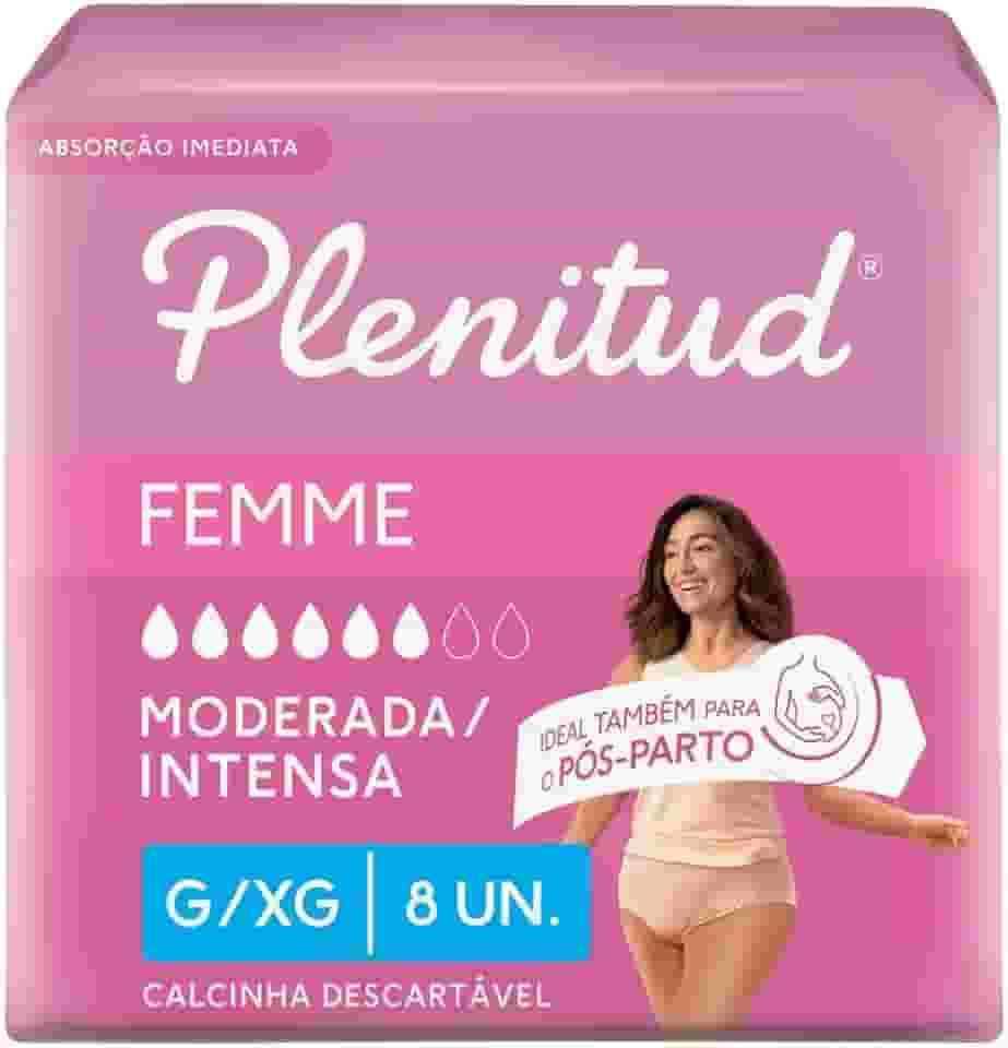 Plenitud Active Mulher - Roupa Íntima, Tamanho G/XG, 8 unidades
