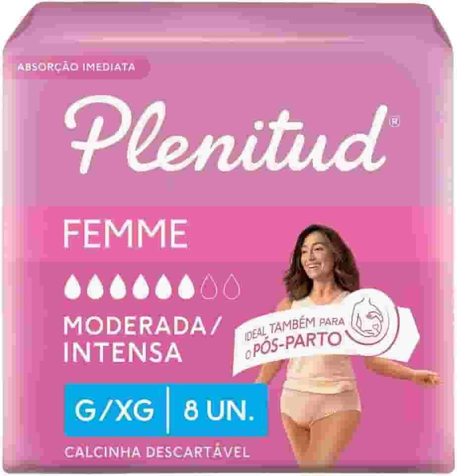 Plenitud Active Mulher - Roupa Íntima, Tamanho G/XG, 8 unidades