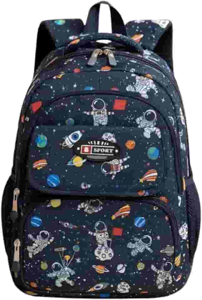 Mochila Escolar Infantil Astronauta Impermeável Design Espacial Espaçosa Menino Ótimo Acabamento Costura Reforçada Alta Durabilidade