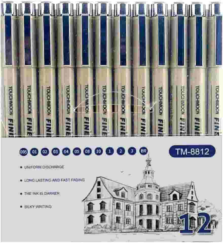 Kit 12 Canetas Nanquim Profissional para Lettering Mangá Brush Desenho Técnico Artístico Caligrafia