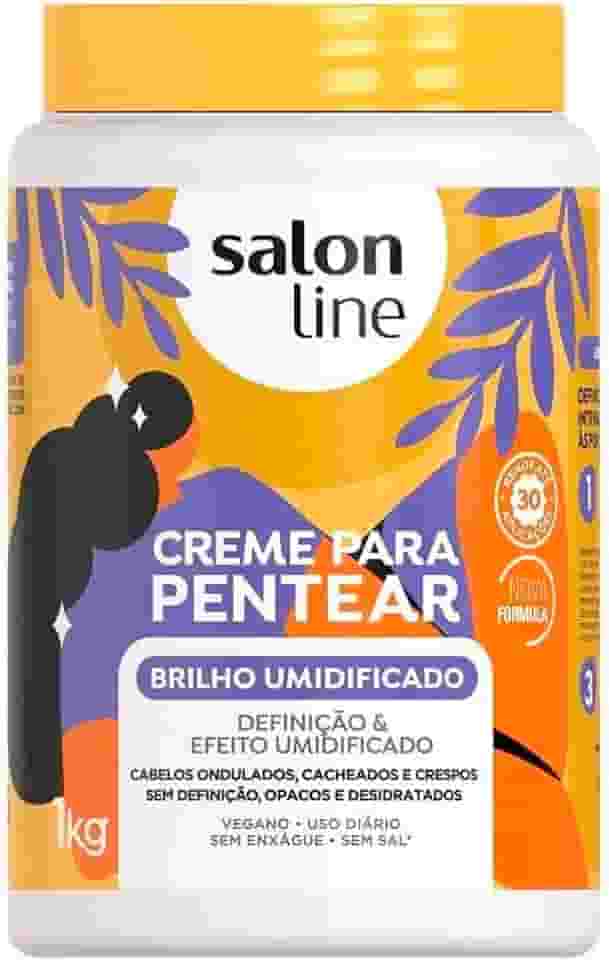 Salon Line, Creme de Pentear, Brilho Umidificado, Vegano - Cabelos Ondulados, Cacheados e Crespos, 1 Kg