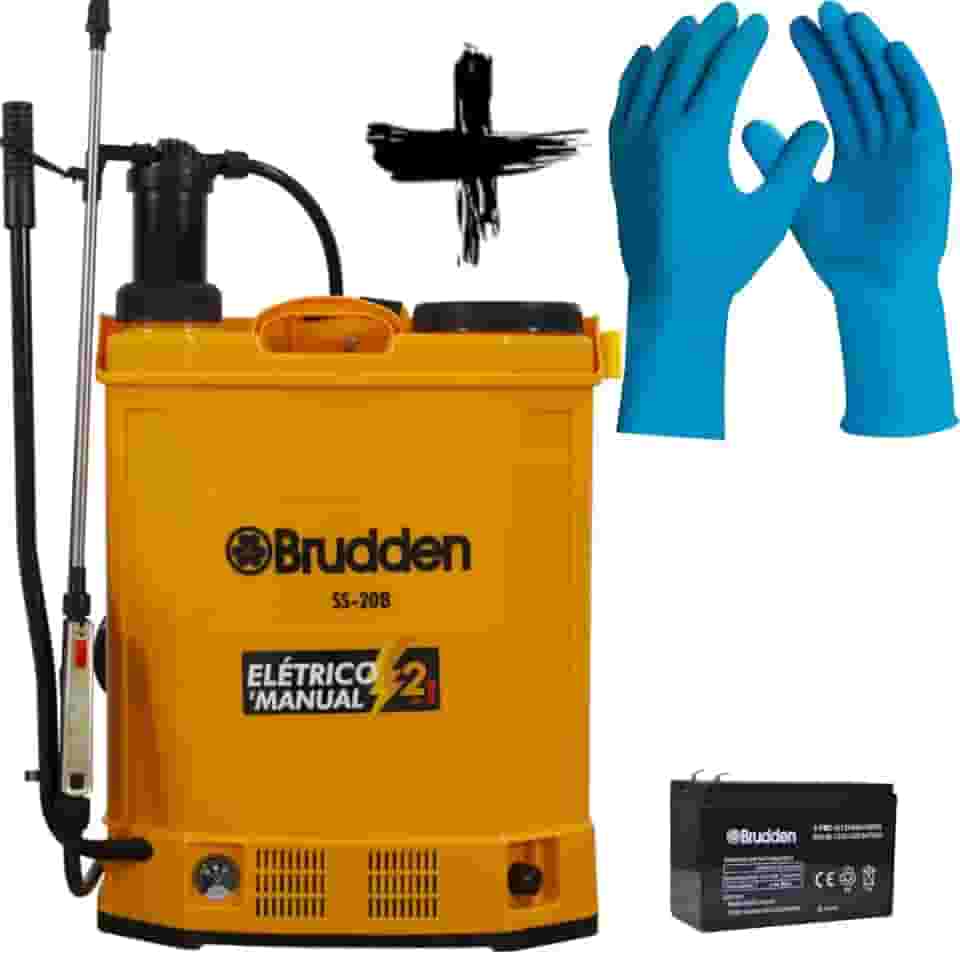 Kit Pulverizador Costal Elétrico Bateria Manual Para Veneno - Ss20b 20l + Par De Luvas Nítrilica Epi